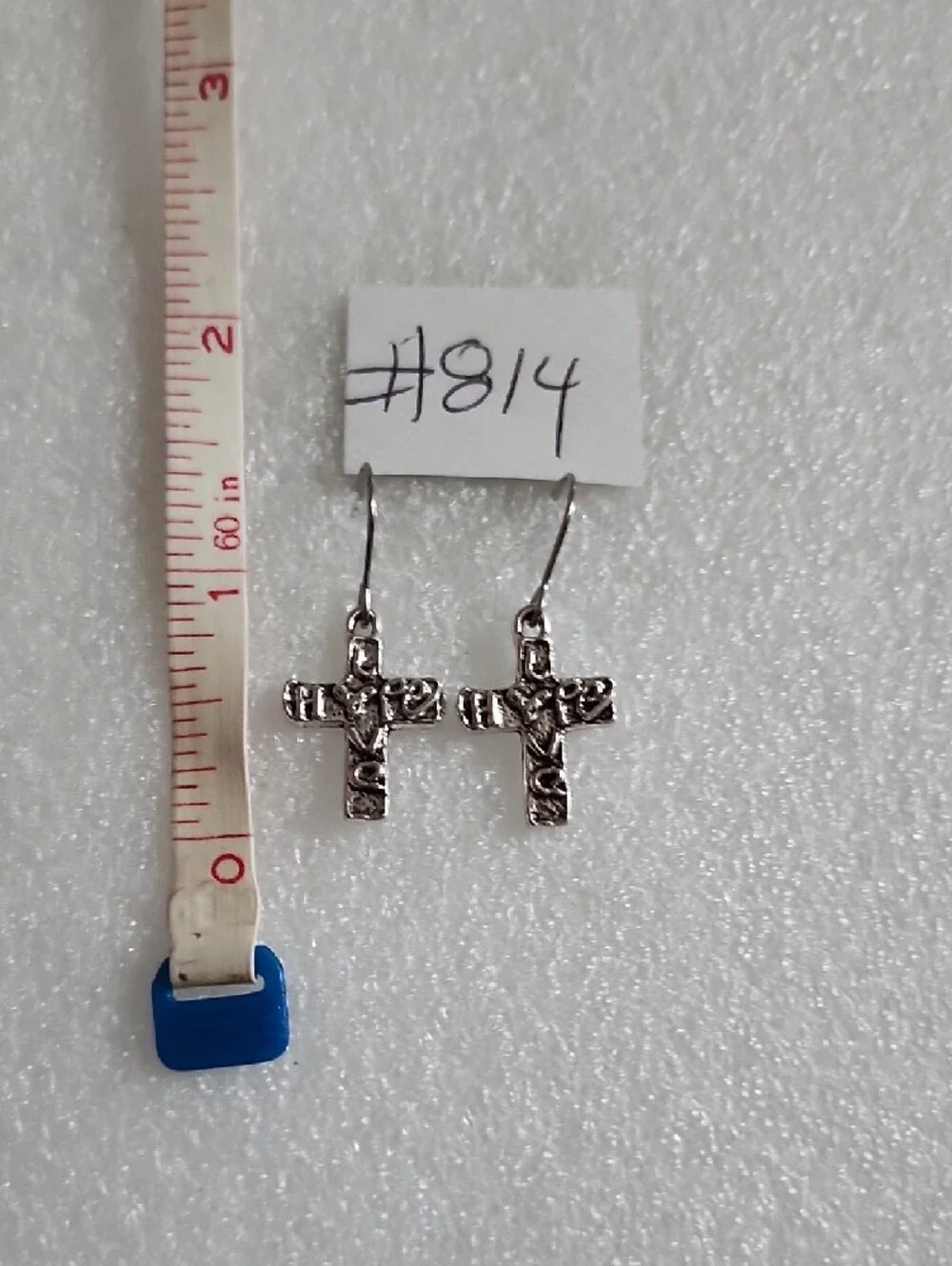 Hand Crafted Silver Cross Dangle Earrings - Silver